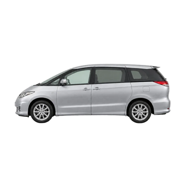 Toyota Estima 2010 باللون فضي، منظر جانبي (متجه إلى اليسار)