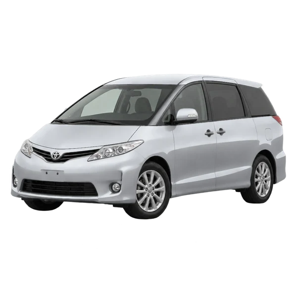 Toyota Estima 2011 en plateado, vista frontal tres cuartos (hacia la izquierda)