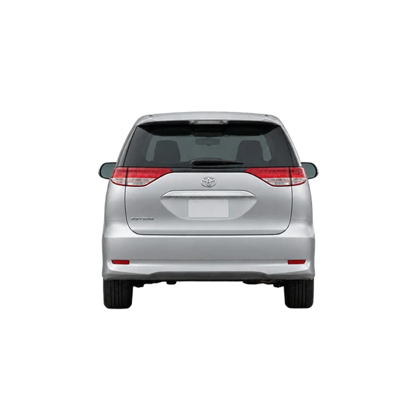 Toyota Estima 2015 باللون فضي، منظر من الخلف