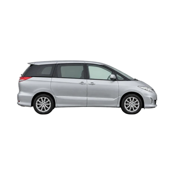 Toyota Estima 2015 باللون فضي، منظر منظر جانبي (باتجاه اليمين)
