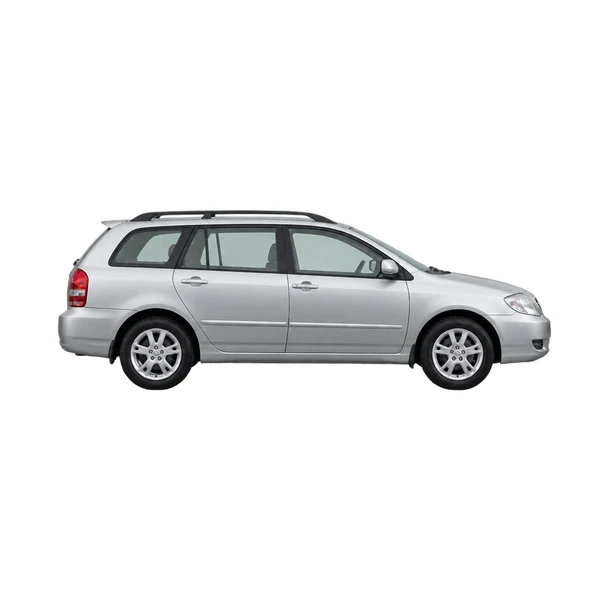 Toyota Fielder 2005 باللون فضي، منظر منظر جانبي (باتجاه اليمين)