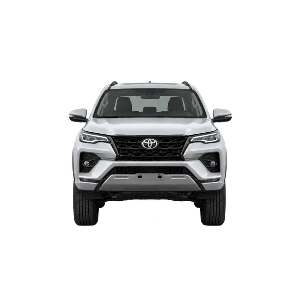 Toyota Fortuner 2025 en plateado, vista frontal