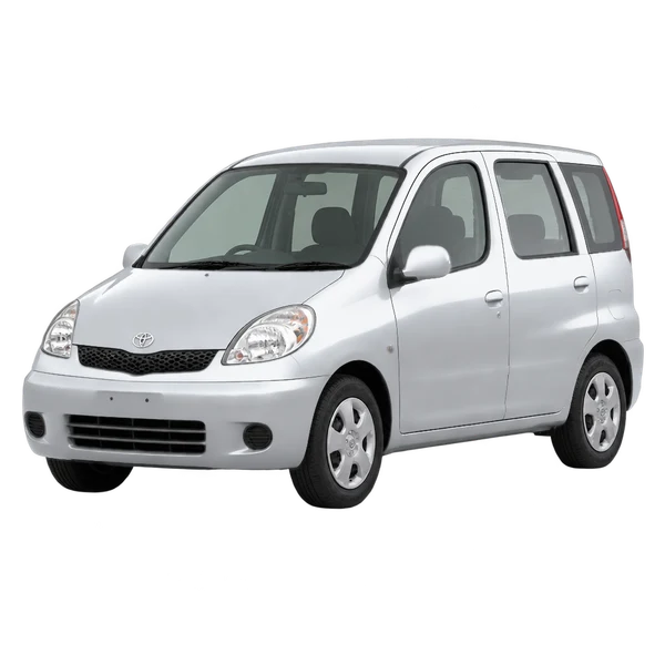 Toyota Funcargo 1999 prata, vista dianteira em três quartos (voltada para a esquerda)