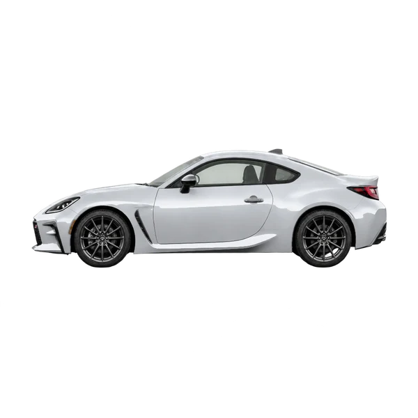 Toyota GR86 2025 باللون فضي، منظر جانبي (متجه إلى اليسار)
