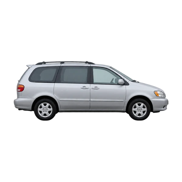 Toyota Grand 2000 en plateado, vista lateral (hacia la derecha)