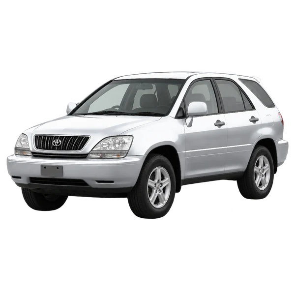 Toyota Harrier 2001 en plateado, vista frontal tres cuartos (hacia la izquierda)