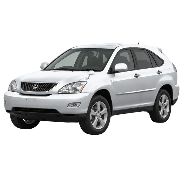 シルバーの2004 Toyota Harrier（フロントスリークォーター(左向き)ビュー）