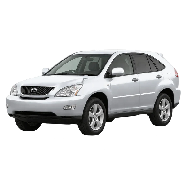 シルバーの2005 Toyota Harrier（フロントスリークォーター(左向き)ビュー）