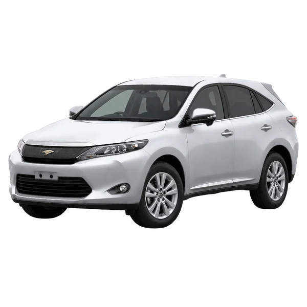シルバーの2015 Toyota Harrier（フロントスリークォーター(左向き)ビュー）