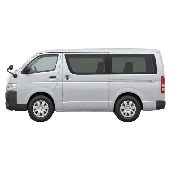 シルバーの2009 Toyota Hiace（側面（左向き）ビュー）