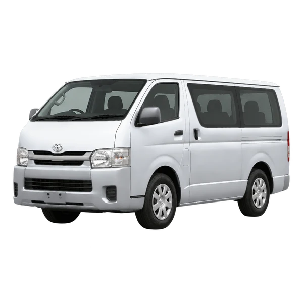 2012 Toyota Hiace in Silber, Ansicht: Dreiviertelansicht vorne (nach links gerichtet)
