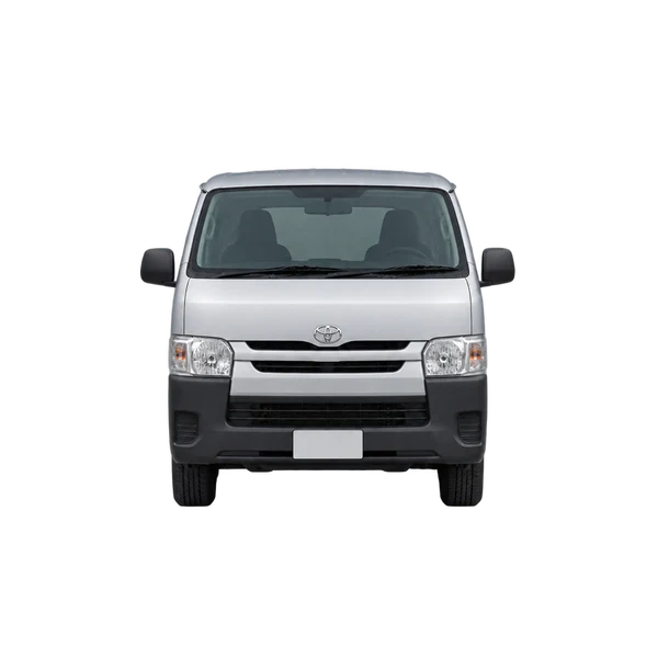 シルバーの2015 Toyota Hiace(正面ビュー)
