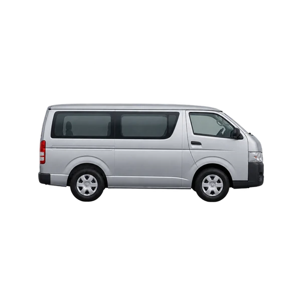 シルバーの2015 Toyota Hiace(側面(右向き)ビュー)