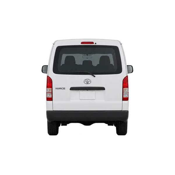 2021 Toyota Hiace in weiß, Ansicht: Heck