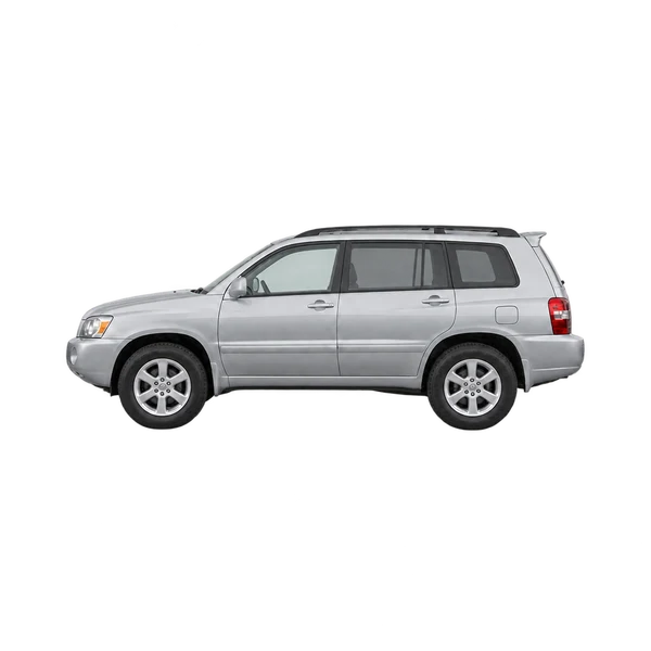 Toyota Highlander 2007 باللون فضي، منظر جانبي (متجه إلى اليسار)