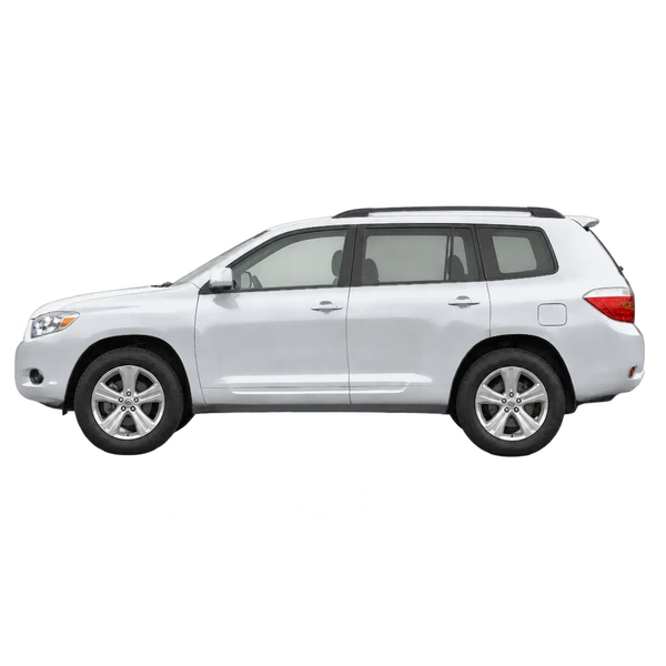 シルバーの2009 Toyota Highlander(側面(左向き)ビュー)