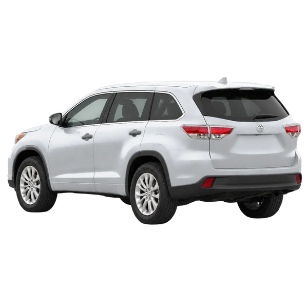 silver 2014 Toyota Highlander rear three-quarter (facing left) view