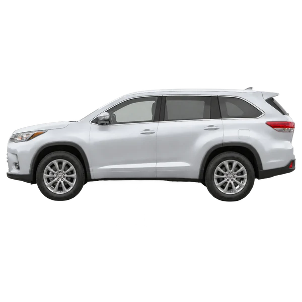 Toyota Highlander 2019 prata, vista lateral (voltada para a esquerda)