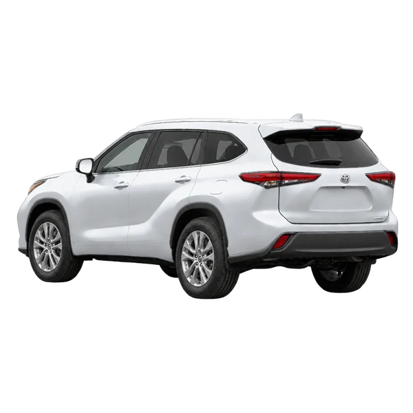 silver 2020 Toyota Highlander rear three-quarter (facing left) view