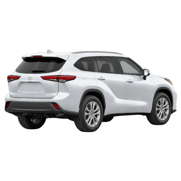 silver 2020 Toyota Highlander rear three-quarter (facing right) view