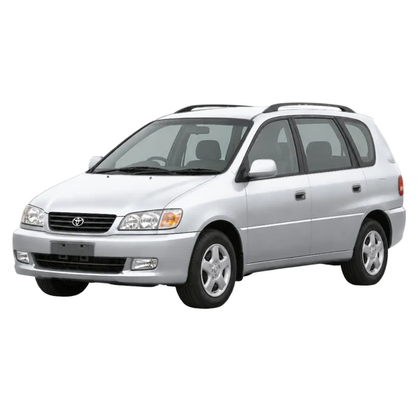 Toyota Ipsum 1997 prata, vista dianteira em três quartos (voltada para a esquerda)
