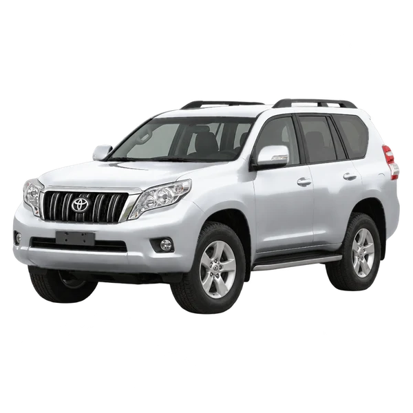silver 2012 Toyota Landcruiser Prado front three-quarter (facing left) view