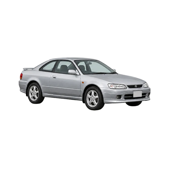 Toyota Levin 2000 باللون فضي، منظر منظر أمامي بزاوية ثلاثة أرباع (متجه لليسار)