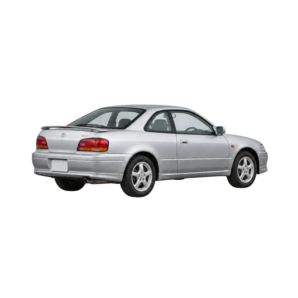 Toyota Levin 2000 باللون فضي، منظر ثلاثة أرباع خلفي (باتجاه اليسار)
