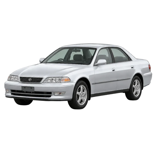 1997 Toyota Mark II in Silber, Ansicht: Dreiviertelansicht vorne (nach links gerichtet)