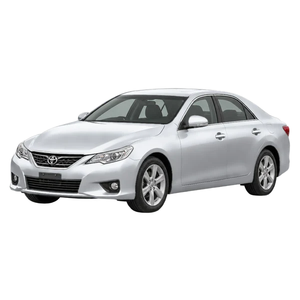Toyota Mark X 2011 prata, vista dianteira em três quartos (voltada para a esquerda)