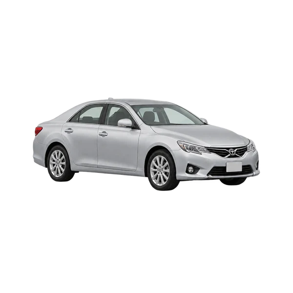 シルバーの2015 Toyota Markx(フロントスリークォーター(左向き)ビュー)