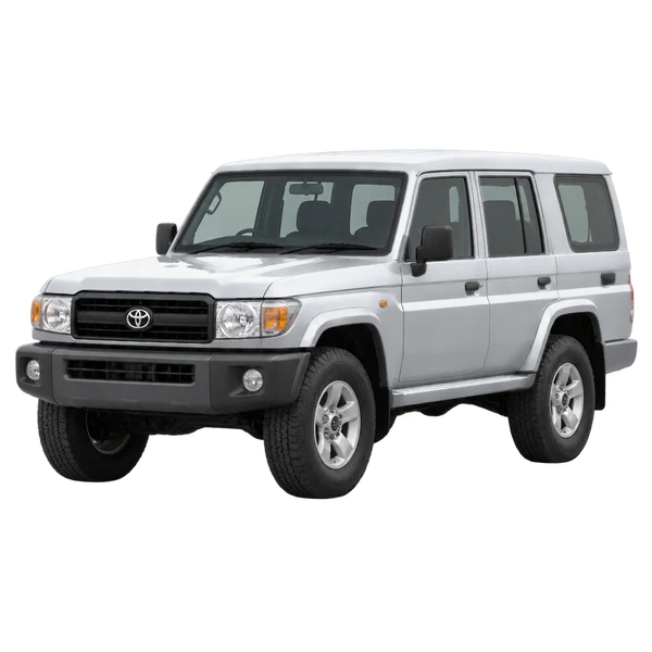 Toyota Mega Cruiser 2018 prata, vista dianteira em três quartos (voltada para a esquerda)