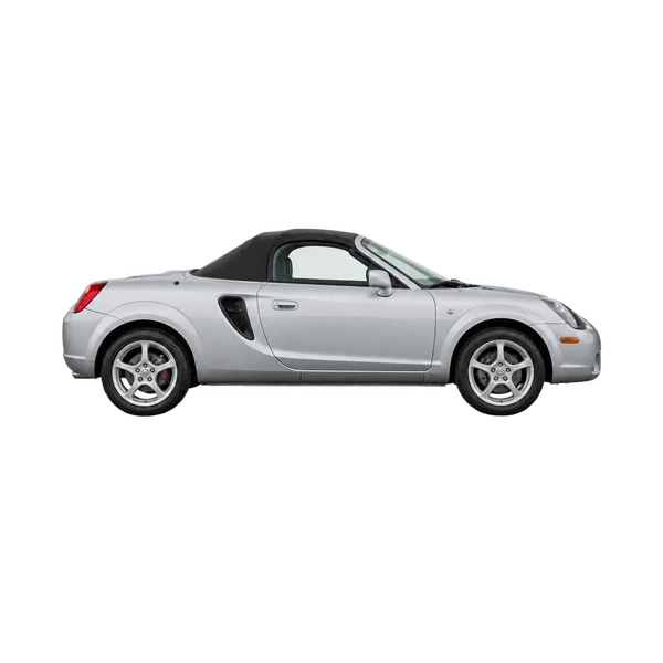 Toyota MR 2005 en plateado, vista lateral (hacia la derecha)