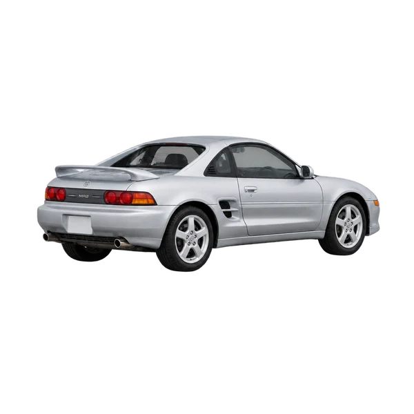Toyota MR2 2000 argent, vue trois-quarts arrière (orienté vers la gauche)