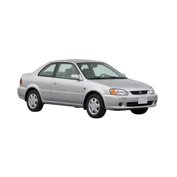 Toyota Paseo 2000 en plateado, vista frontal tres cuartos (hacia la izquierda)