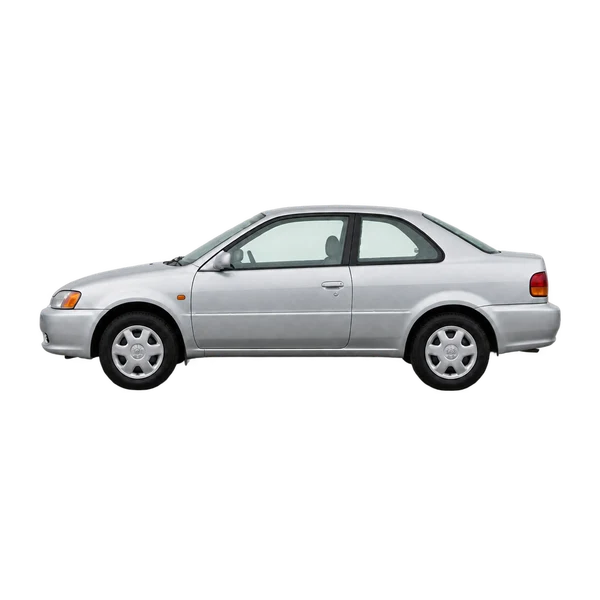 Toyota Paseo 2000 en plateado, vista lateral (mirando a la izquierda)