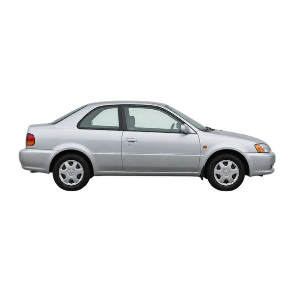 Toyota Paseo 2000 en plateado, vista lateral (hacia la derecha)