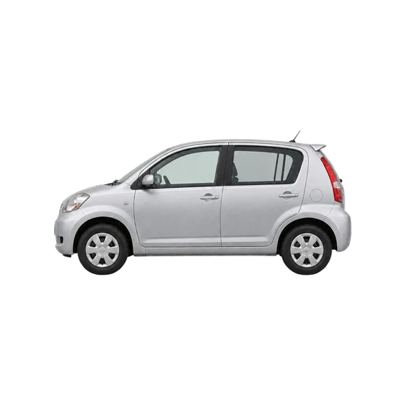 Toyota Passo 2005 argent, vue côté (vers la gauche)