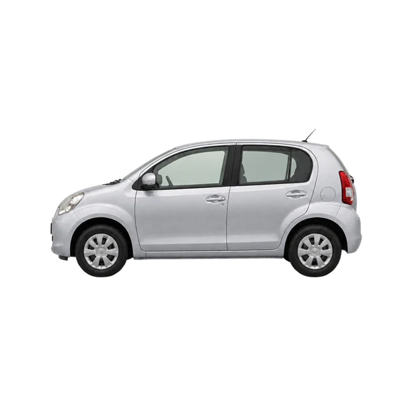 Toyota Passo 2010 argent, vue côté (vers la gauche)