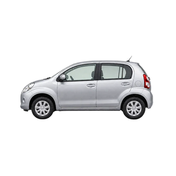 Toyota Passo 2015 argent, vue côté (vers la gauche)