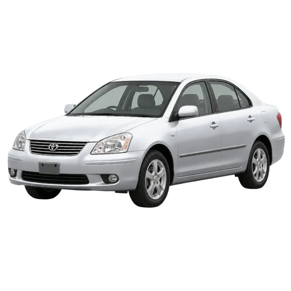 Toyota Premio 2004 prata, vista dianteira em três quartos (voltada para a esquerda)