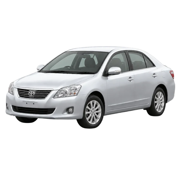 Toyota Premio 2009 باللون فضي، منظر منظر أمامي بزاوية ثلاثة أرباع (متجه لليسار)