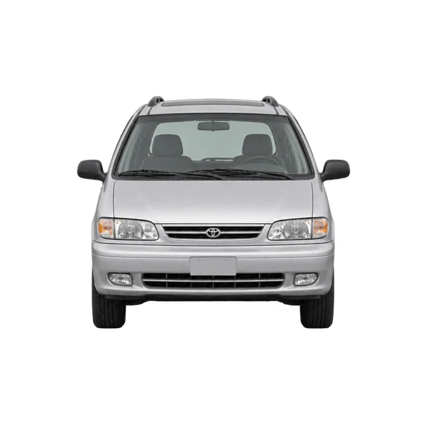 シルバーの2000 Toyota Previa（正面ビュー）
