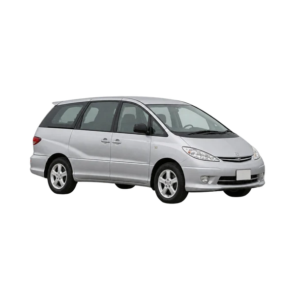 Toyota Previa 2005 en plateado, vista frontal tres cuartos (hacia la izquierda)