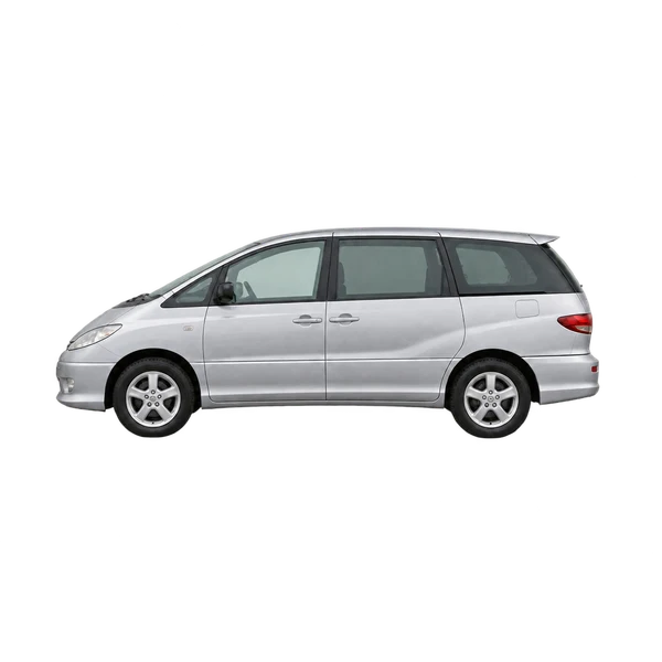 Toyota Previa 2005 en plateado, vista lateral (mirando a la izquierda)
