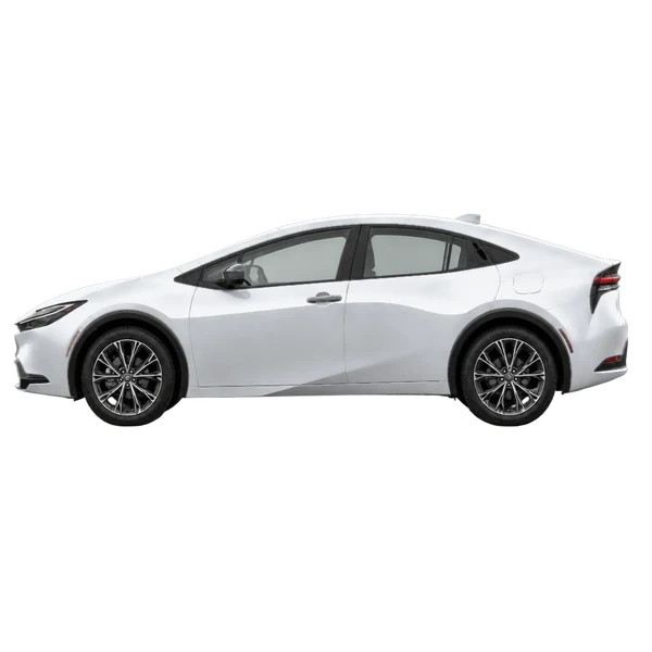 Toyota Prius Prime 2024 en plateado, vista lateral (mirando a la izquierda)