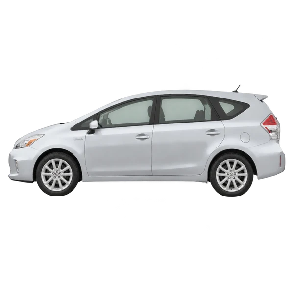 Toyota Prius V 2016 en plateado, vista lateral (mirando a la izquierda)