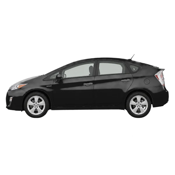 Toyota Prius 2011 en negro, vista lateral (mirando a la izquierda)