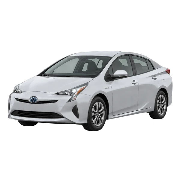 Toyota Prius 2016 باللون فضي، منظر منظر أمامي بزاوية ثلاثة أرباع (متجه لليسار)