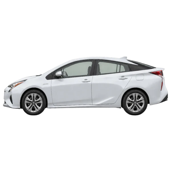 Toyota Prius 2016 باللون فضي، منظر جانبي (متجه إلى اليسار)